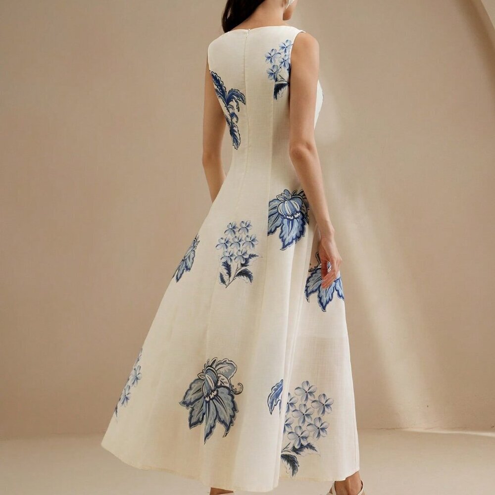 Multicolor Elegant Women's Floral Maxi Slip Dress with 3D Flowers - Picture 2 of 7